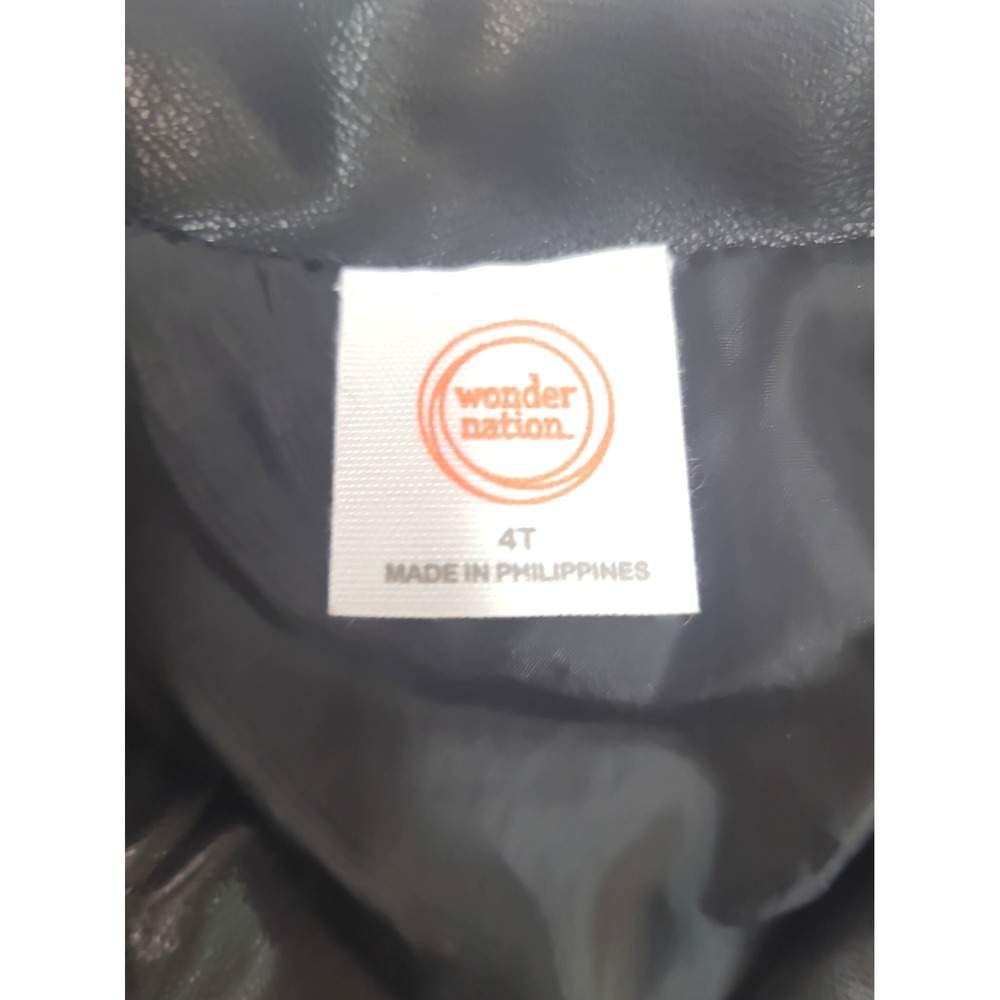 Wonder Nation Childs Faux Leather Motorcycle Jacket 4T - Picture 3 of 8